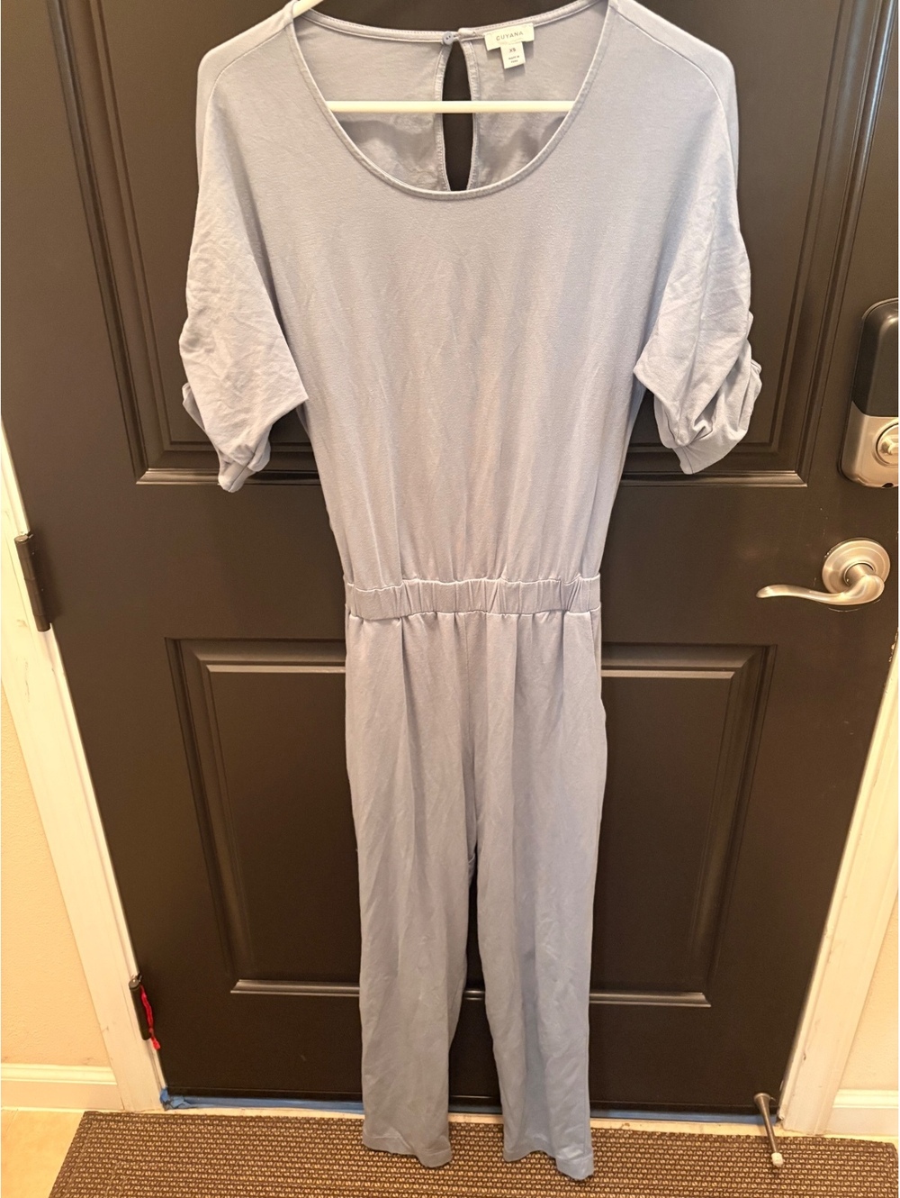 Cuyana Light Blue Jumpsuit Organic Cotton Modal Spandex Relaxed Fit XS